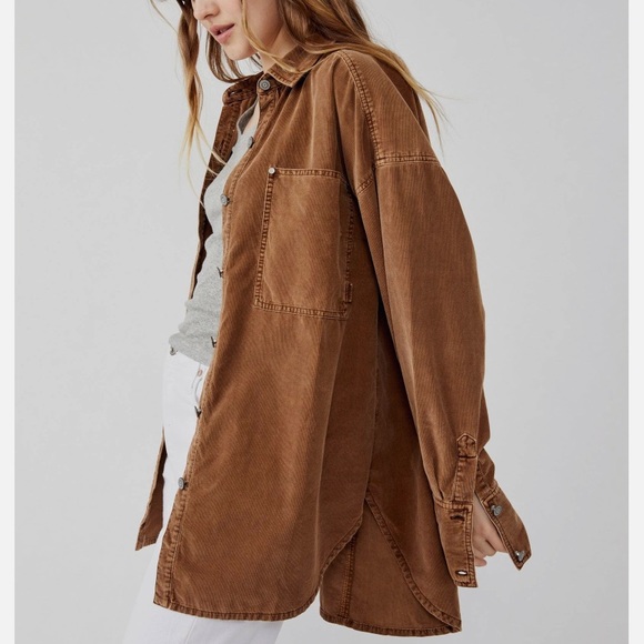 New We The Free x Free People Button Front Baby Corduroy Oversized Top /Jacket - Picture 10 of 15